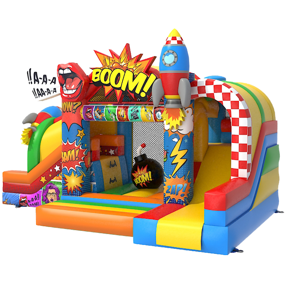 Bouncy Castle with 2 Slides 3D Comic