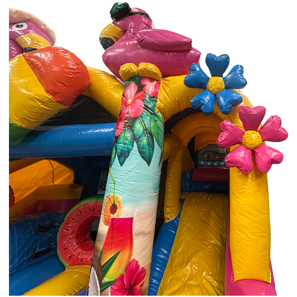 Bouncy Castle with 2 Slides 3D Flamingo