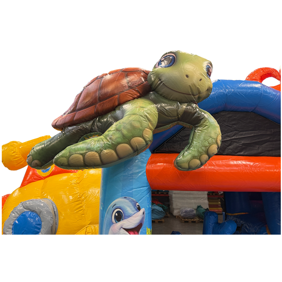 Bouncy Castle with 2 Slides 3D Sea