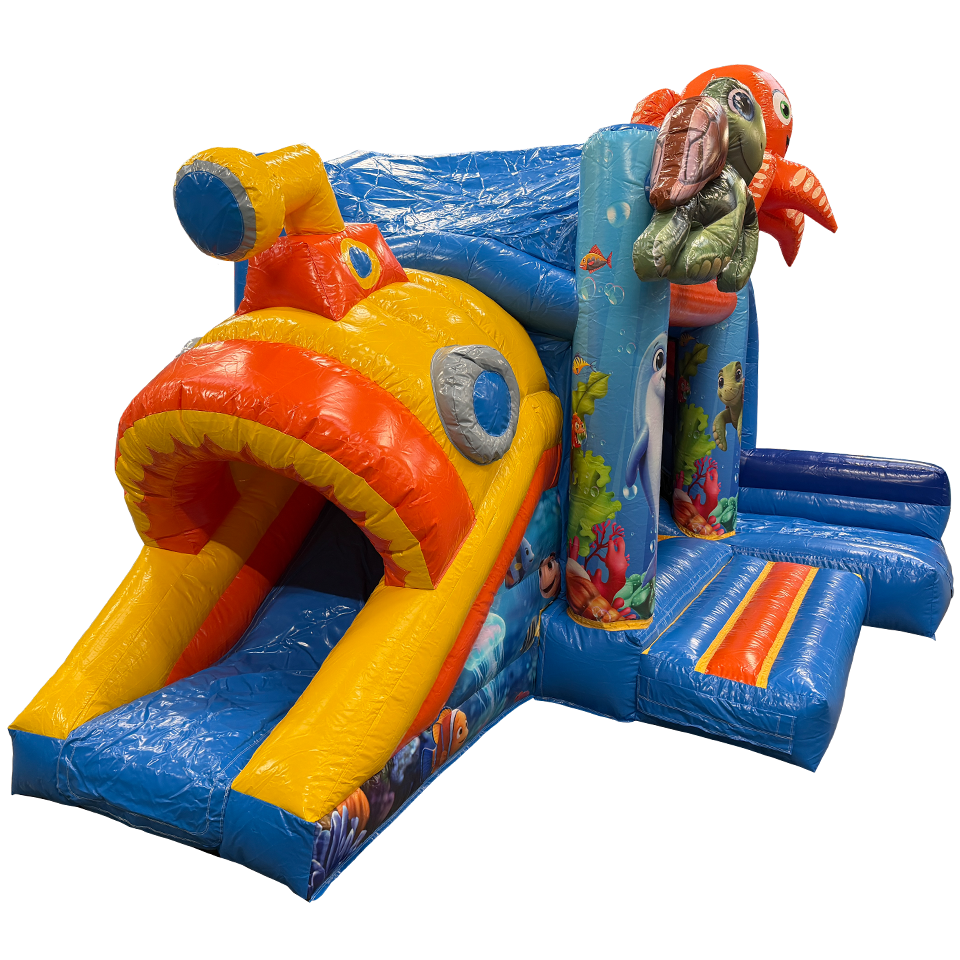 Bouncy Castle with 2 Slides 3D Sea