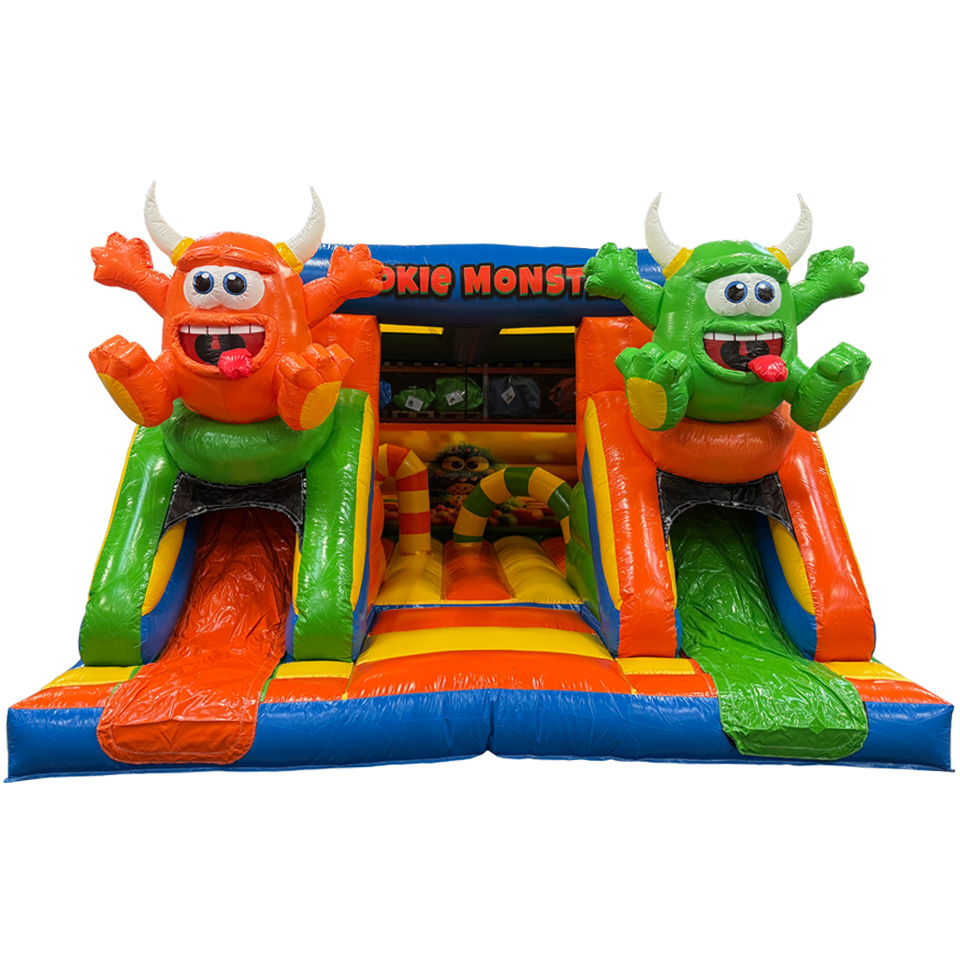 Combo Midi 2 Slides Cookie Monster Inflatable Without Pools