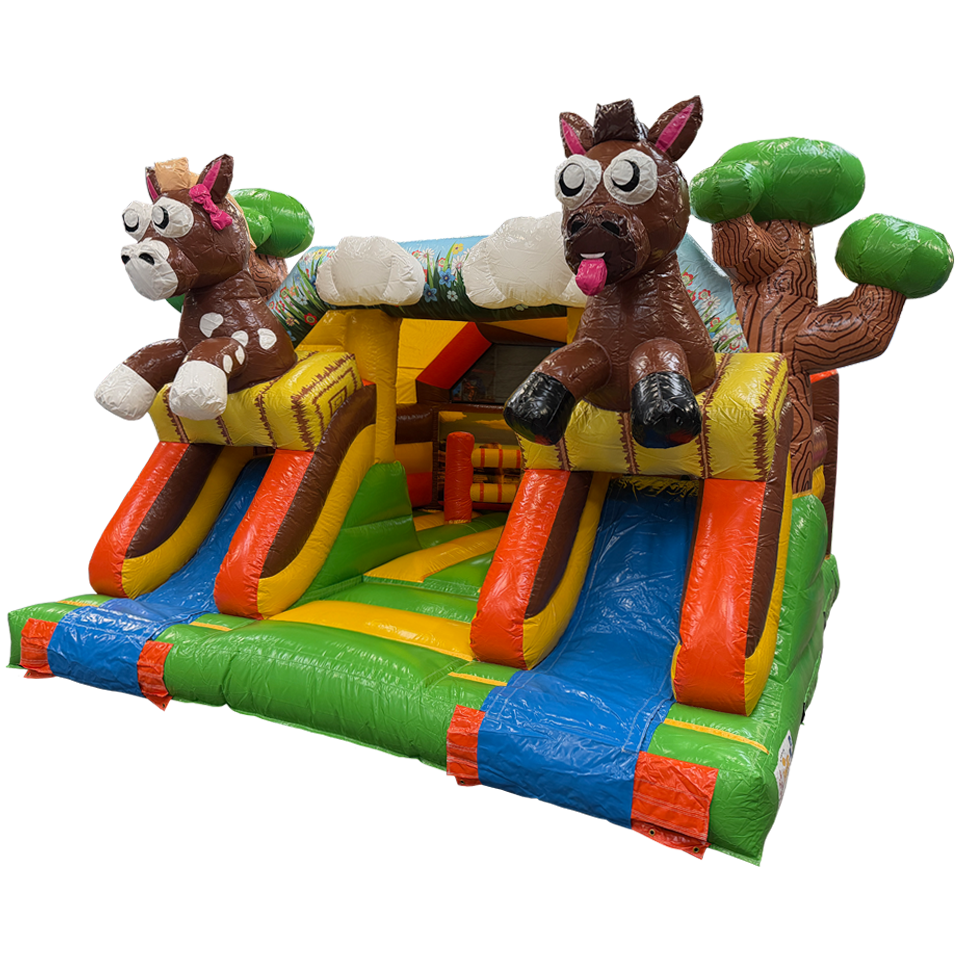 Combo Midi 2 Slides Horses Inflatable