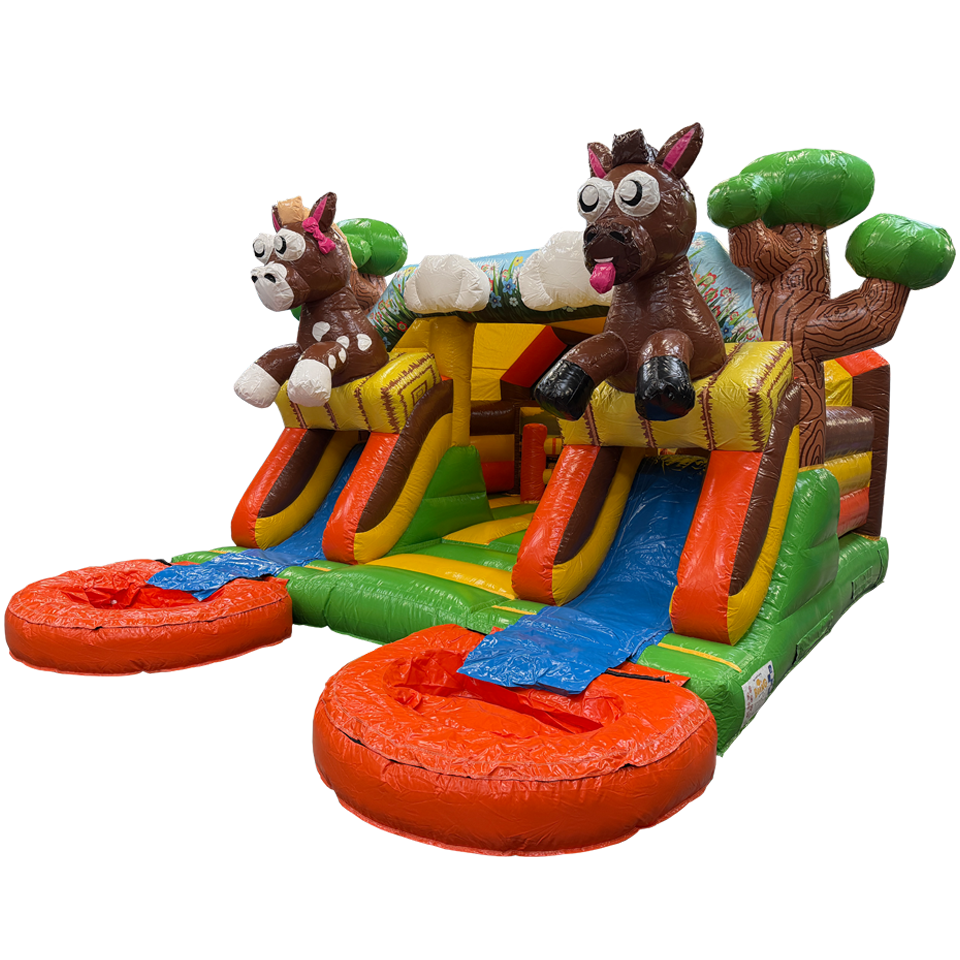 Combo Midi 2 Slides Horses Inflatable