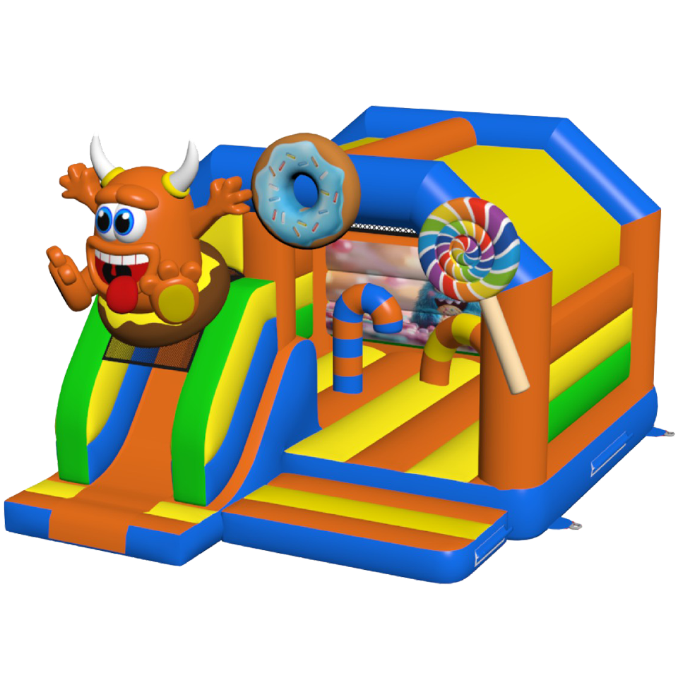 Combo Midi 3D Cookie Monster Orange Inflatable With Obstacles