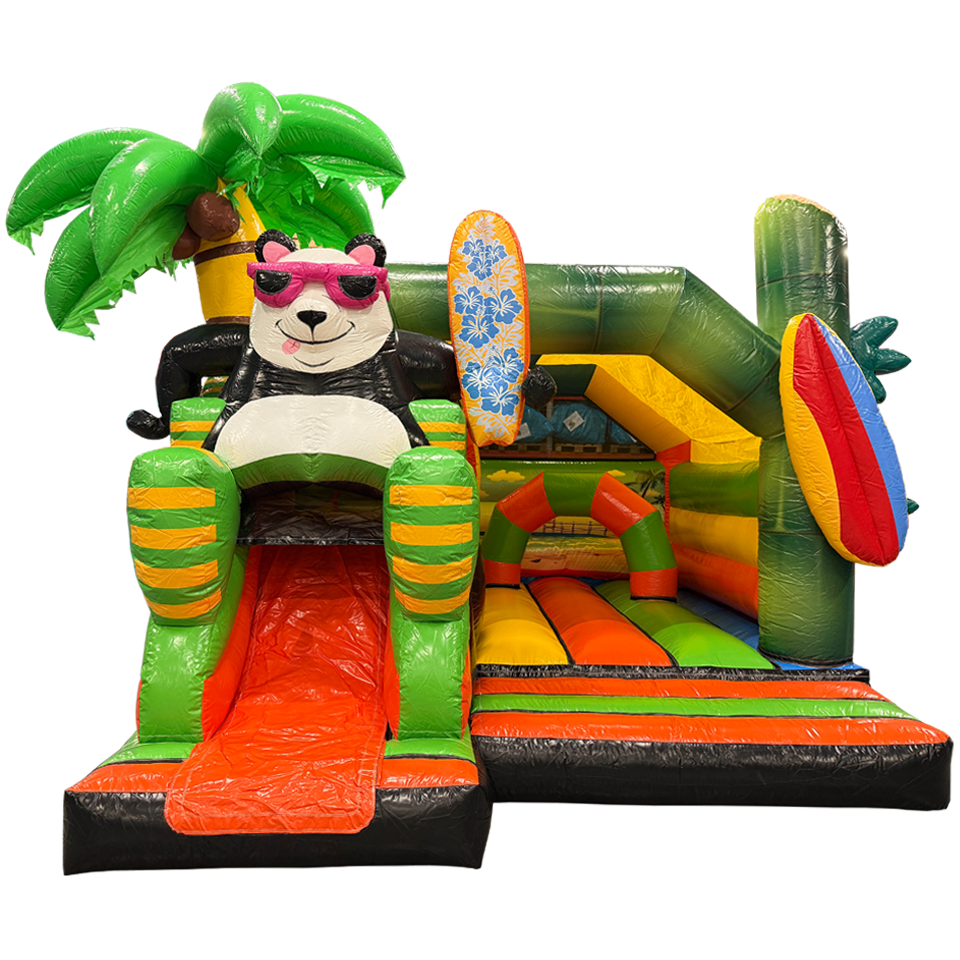 Combo Midi 3D Surfing Panda Inflatable With Obstacle