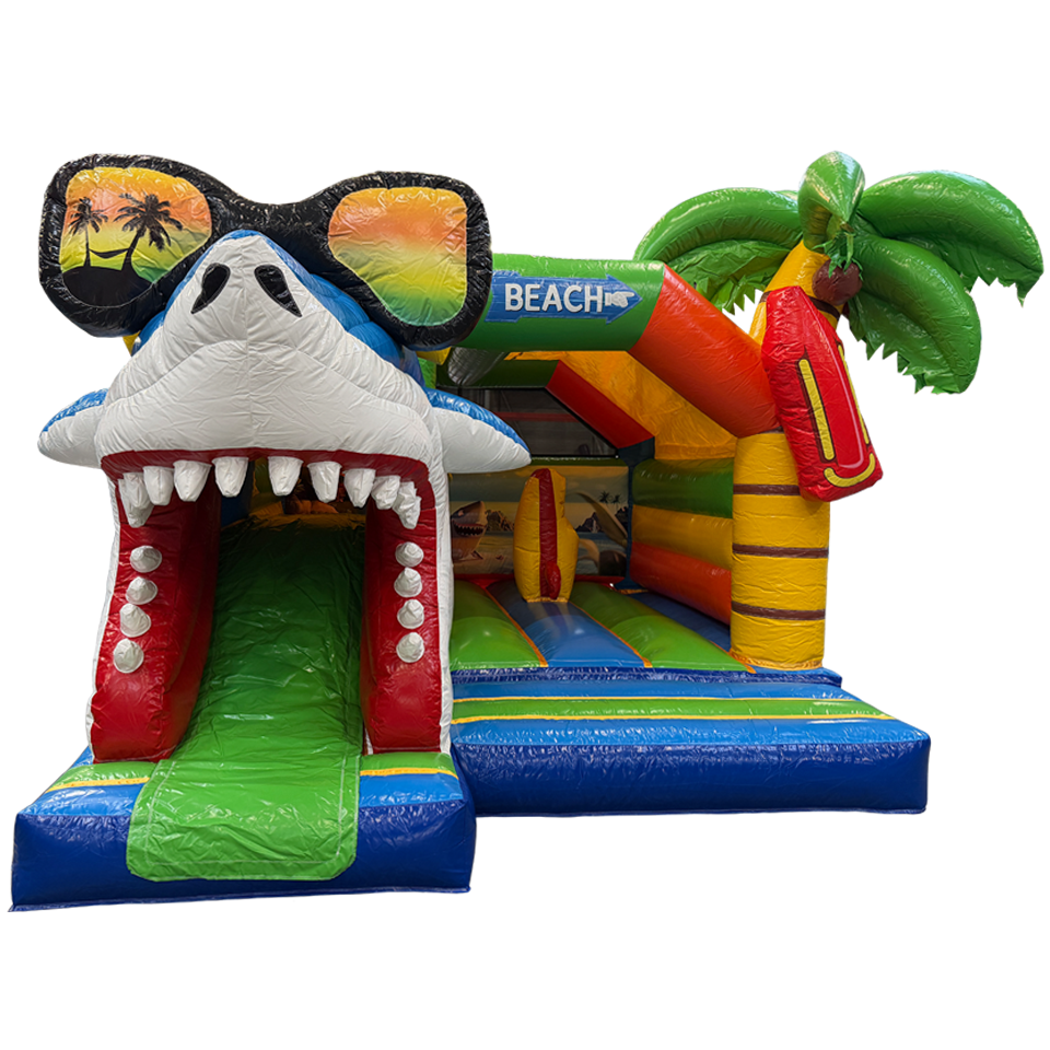 Combo Midi 3D Surfing Shark Inflatable with Obstacle