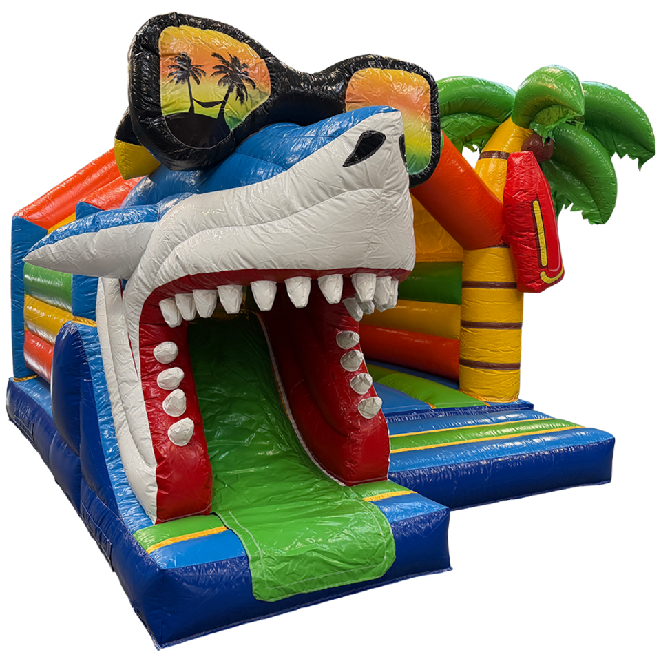 Combo Midi 3D Surfing Shark Inflatable with Obstacle