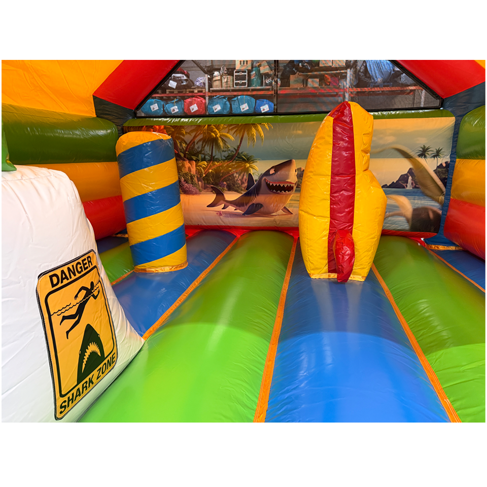 Combo Midi 3D Surfing Shark Inflatable with Obstacle