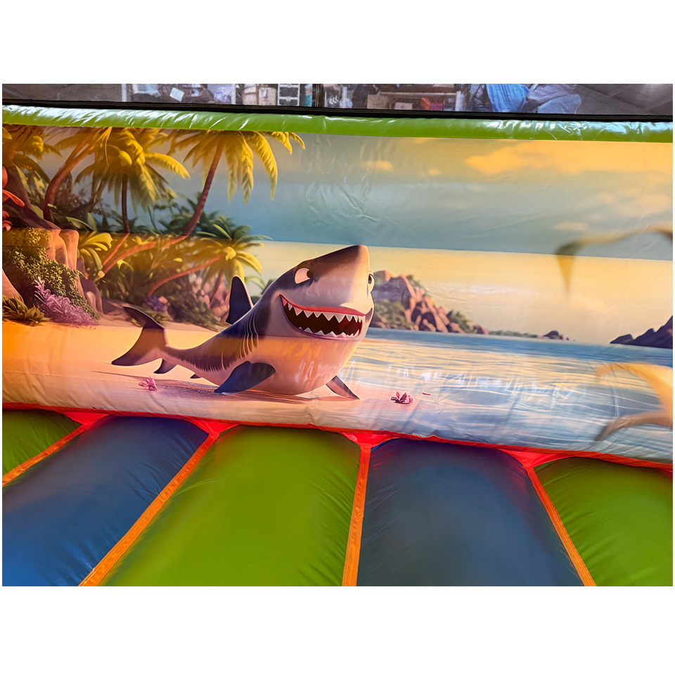 Combo Midi 3D Surfing Shark Inflatable with Obstacle